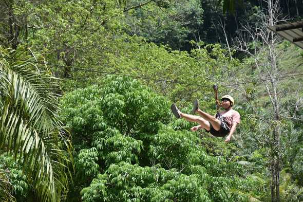Wen Wu on a flying fox