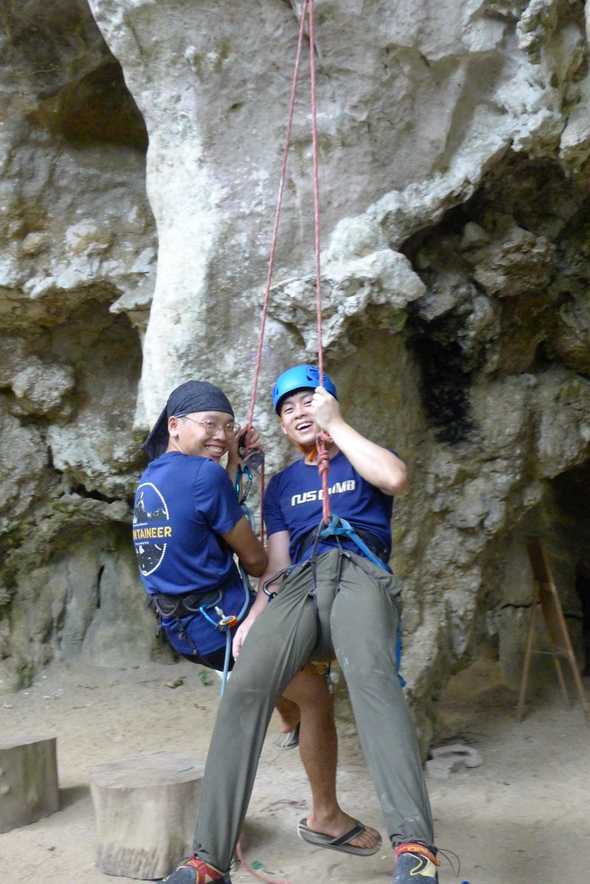 Wen Wu with his classic belay drip